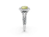 White gold Fancy Yellow Princess  Cut Double Halo Diamond Engagement Ring with Pave Band and Four-Prong Setting_56