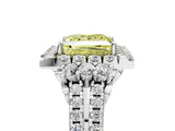 White gold Fancy Yellow Princess  Cut Double Halo Diamond Engagement Ring with Pave Band and Four-Prong Setting_60