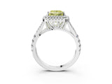 White gold Fancy Yellow Princess  Cut Double Halo Split Shank Diamond Ring with Prong Setting_32