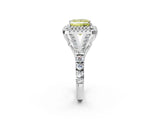 White gold Fancy Yellow Princess  Cut Double Halo Split Shank Diamond Ring with Prong Setting_32