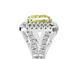 White gold Fancy Yellow Princess  Cut Double Halo Split Shank Diamond Ring with Prong Setting_34