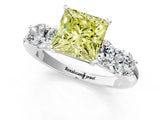 White gold Fancy Yellow Princess  Cut Five-Stone Prong Set Diamond Ring with Classic Band_30