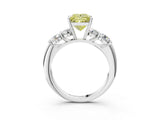 White gold Fancy Yellow Princess  Cut Five-Stone Prong Set Diamond Ring with Classic Band_32