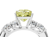 White gold Fancy Yellow Princess  Cut Five-Stone Prong Set Diamond Ring with Classic Band_33