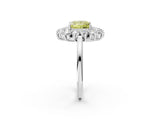 White gold Fancy Yellow Princess Cut Halo Cluster Diamond Ring with Pave Band and Four-Prong Setting_14