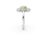 White gold Fancy Yellow Princess Cut Halo Cluster Diamond Ring with Pave Band and Four-Prong Setting_2