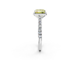 White gold Fancy Yellow Princess  Cut Halo Diamond Engagement Ring with Pave Band and Four-Prong Setting_2