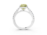 White gold Fancy Yellow Princess  Cut Halo Diamond Engagement Ring with Pave Band and Four-Prong Setting_3