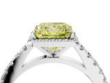 White gold Fancy Yellow Princess  Cut Halo Diamond Engagement Ring with Pave Band and Four-Prong Setting_4