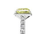 White gold Fancy Yellow Princess  Cut Halo Diamond Engagement Ring with Pave Band and Four-Prong Setting_5