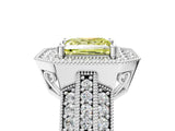 White gold Fancy Yellow Princess Cut Halo Diamond Engagement Ring with Pave Split Shank and Four-Prong Setting_5