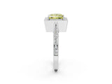 White gold Fancy Yellow Princess Cut Halo Diamond Engagement Ring with Split Shank Band and Four-Prong Setting_14