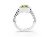 White gold Fancy Yellow Princess Cut Halo Diamond Engagement Ring with Split Shank Band and Four-Prong Setting_15