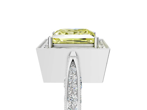 White gold Fancy Yellow Princess Cut Halo Diamond Engagement Ring with Split Shank Band and Four-Prong Setting_17