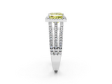 White gold Fancy Yellow Princess  Cut Halo Diamond Engagement Ring with Split Shank and Four-Prong Setting_2