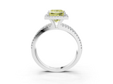 White gold Fancy Yellow Princess  Cut Halo Diamond Engagement Ring with Split Shank and Four-Prong Setting_3