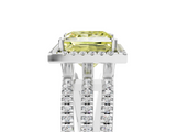White gold Fancy Yellow Princess  Cut Halo Diamond Engagement Ring with Split Shank and Four-Prong Setting_5