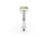 White gold Fancy Yellow Princess  Cut Halo Diamond Pave Band Ring with Four-Prong Setting_2