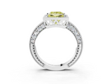 White gold Fancy Yellow Princess  Cut Halo Diamond Pave Band Ring with Four-Prong Setting_3