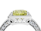 White gold Fancy Yellow Princess  Cut Halo Diamond Pave Band Ring with Four-Prong Setting_4