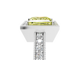 White gold Fancy Yellow Princess  Cut Halo Diamond Pave Band Ring with Four-Prong Setting_5