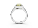 White gold Fancy Yellow Princess  Cut Halo Diamond Pave Band with Four-Prong Setting_3