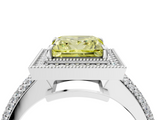 White gold Fancy Yellow Princess  Cut Halo Diamond Pave Band with Four-Prong Setting_4