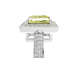 White gold Fancy Yellow Princess  Cut Halo Diamond Pave Band with Four-Prong Setting_5