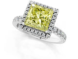 White gold Fancy Yellow Princess Cut Halo Diamond Pave Band with Prong Setting_1