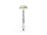 White gold Fancy Yellow Princess Cut Halo Diamond Pave Band with Prong Setting_2