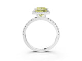 White gold Fancy Yellow Princess Cut Halo Diamond Pave Band with Prong Setting_3