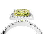 White gold Fancy Yellow Princess Cut Halo Diamond Pave Band with Prong Setting_4