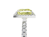 White gold Fancy Yellow Princess Cut Halo Diamond Pave Band with Prong Setting_5