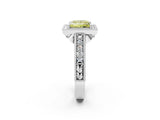 White gold Fancy Yellow Princess  Cut Halo Diamond Ring with Pavé Band and Four-Prong Setting_31