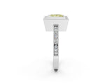 White gold Fancy Yellow Princess  Cut Halo Diamond Ring with Pavé Band and Milgrain Prong Setting_52