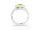 White gold Fancy Yellow Princess  Cut Halo Diamond Ring with Pavé Band and Milgrain Prong Setting_56