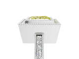 White gold Fancy Yellow Princess  Cut Halo Diamond Ring with Pavé Band and Milgrain Prong Setting_58