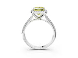 White gold Fancy Yellow Princess Cut Halo Diamond Ring with Pavé Band_3