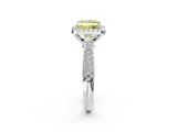 White gold Fancy Yellow Princess Cut Halo Diamond Ring with Pavé Band_50