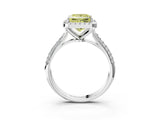 White gold Fancy Yellow Princess Cut Halo Diamond Ring with Pavé Band_51