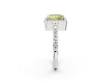 White gold Fancy Yellow Princess  Cut Halo Diamond Ring with Pave Band and Four-Prong Setting_2