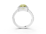 White gold Fancy Yellow Princess  Cut Halo Diamond Ring with Pave Band and Four-Prong Setting_3