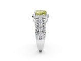 White gold Fancy Yellow Princess Cut Halo Diamond Ring with Round  Split Shank and Prong Setting_60