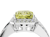 White gold Fancy Yellow Princess Cut Halo Diamond Ring with Round  Split Shank and Prong Setting_62
