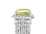 White gold Fancy Yellow Princess Cut Halo Diamond Ring with Round  Split Shank and Prong Setting_63