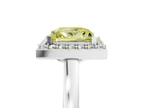 White gold Fancy Yellow Princess Cut Halo Diamond Ring with Solitaire Band and Prong Setting_5