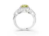 White gold Fancy Yellow Princess Cut Halo Diamond Split Shank Engagement Ring with Four-Prong Setting_3