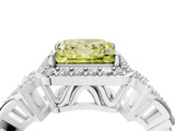 White gold Fancy Yellow Princess Cut Halo Diamond Split Shank Engagement Ring with Four-Prong Setting_4