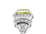 White gold Fancy Yellow Princess Cut Halo Diamond Split Shank Engagement Ring with Four-Prong Setting_5