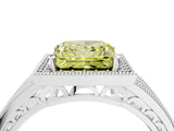 White gold Fancy Yellow Princess Cut Halo Diamond Split Shank Ring with Prong Setting_4